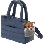 PillowPrim Hundetasche, Welpentasche - Tragetasche für kleine und mittlere Hunde bis 8 kg, dunkelblau, mit Karabiner, verstellbarem Schultergurt und ergonomischen Griffen