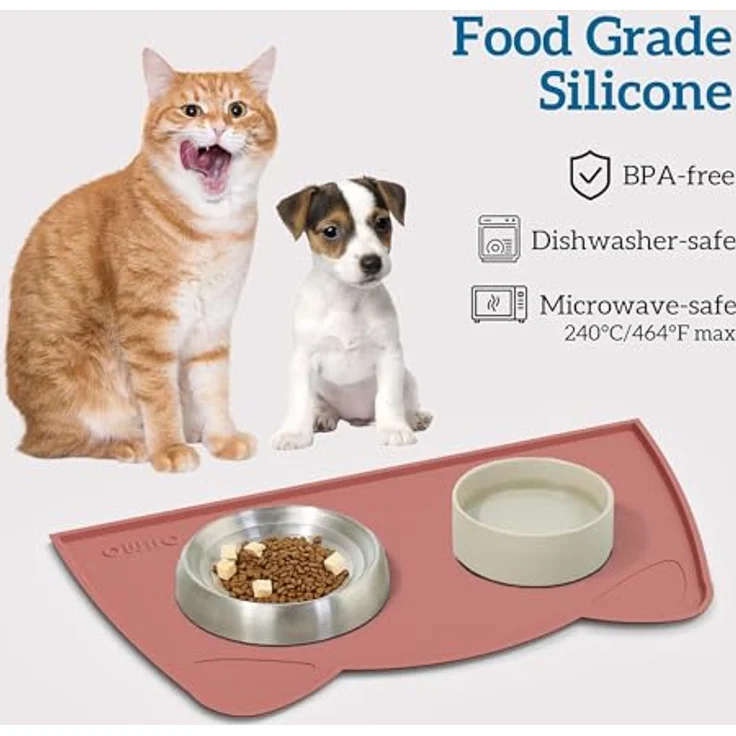 OHMO Napfunterlage Erythrinus 52x30cm, rutschfeste Silikon-Futterunterlage für kleine Hunde und Katzen, wasserdicht und leicht zu reinigen – Bild 3