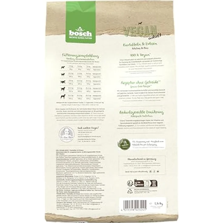 Bosch HPC Vegan Adult, Hunde-Trockenfutter mit Kartoffeln und Erbsen, 2,5kg, getreidefrei – Bild 3