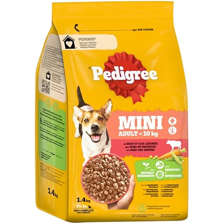 Pedigree Adult Hunde Trockenfutter, mit Rind und Gemüse für kleine Hunde (<10 kg), 6 x 1,4 kg, mit B-Vitaminen und Zink für gesunde Zähne und Verdauung – Bild 2