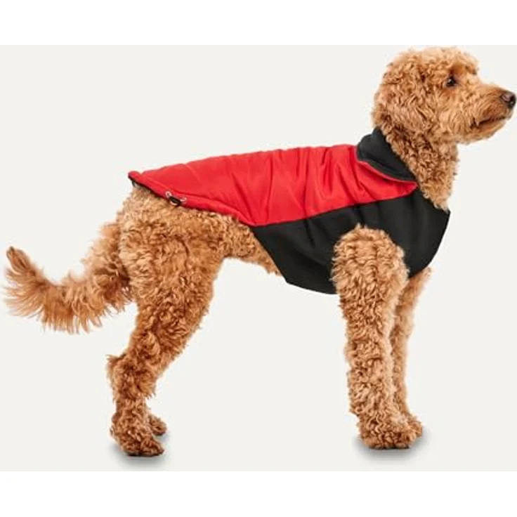 Goo-eez Gooeez Mock Neck Signature Jacket, Winterjacke für Hunde, wasserabweisend, Plüschfutter, XS, Rot/Schwarz – Bild 2