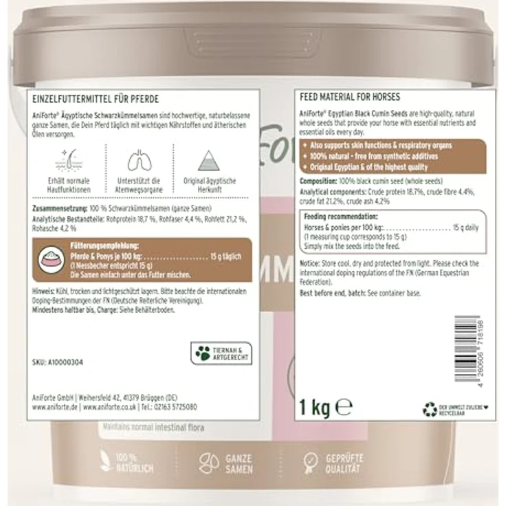AniForte Ägyptische Schwarzkümmelsamen, 100 % natürliche Samen zur Unterstützung von Immunsystem und Darmflora, 1 kg – Bild 6