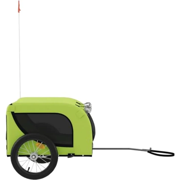 vidaXL Hunde-Transportbox Fahrradanhänger Hunde Grün und Schwarz Oxford-Gewebe und Eisen, Robuster Rahmen und komfortables Design – Bild 7
