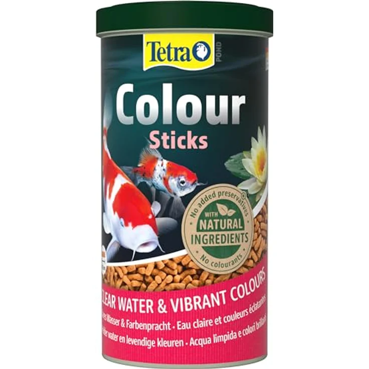 Tetra Pond Colour Sticks, Fischfutter für Teichfische zur Farbenintensivierung und Wasserklärung, 1 L Dose – Bild 1