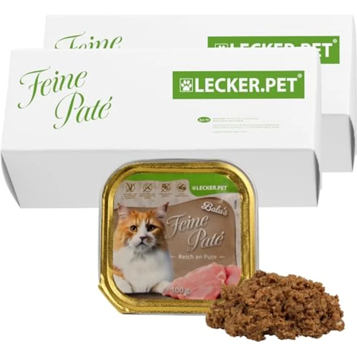 Lyra Pet Balu's Feine Paté Katzenfutter, 34 x 100 g, reich an Pute, getreidefrei & glutenfrei, magenfreundlich, vollwertige Nassnahrung – Bild 1