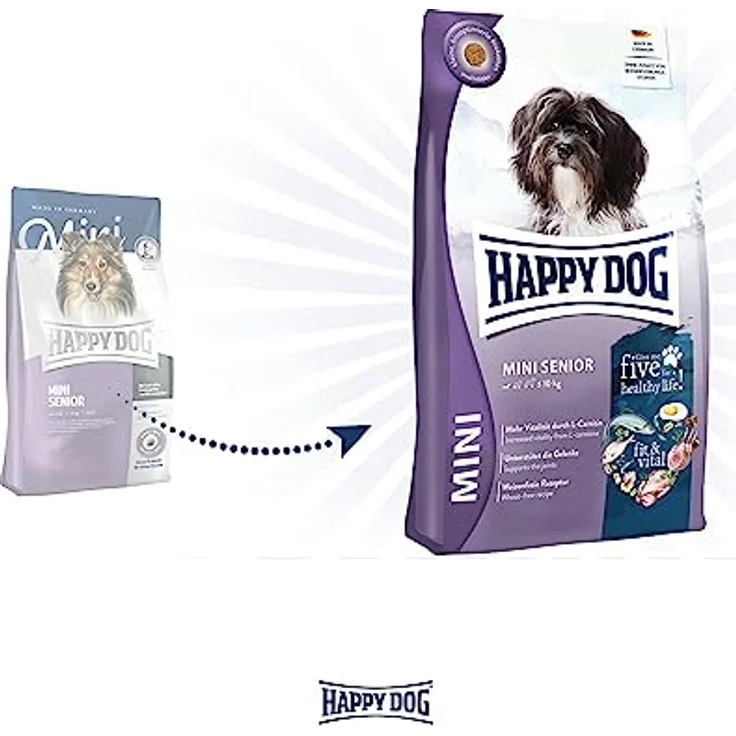 Happy Dog fit und vital Mini Senior, Trockenfutter für ältere Hunde bis 10 kg, 4kg – Bild 2