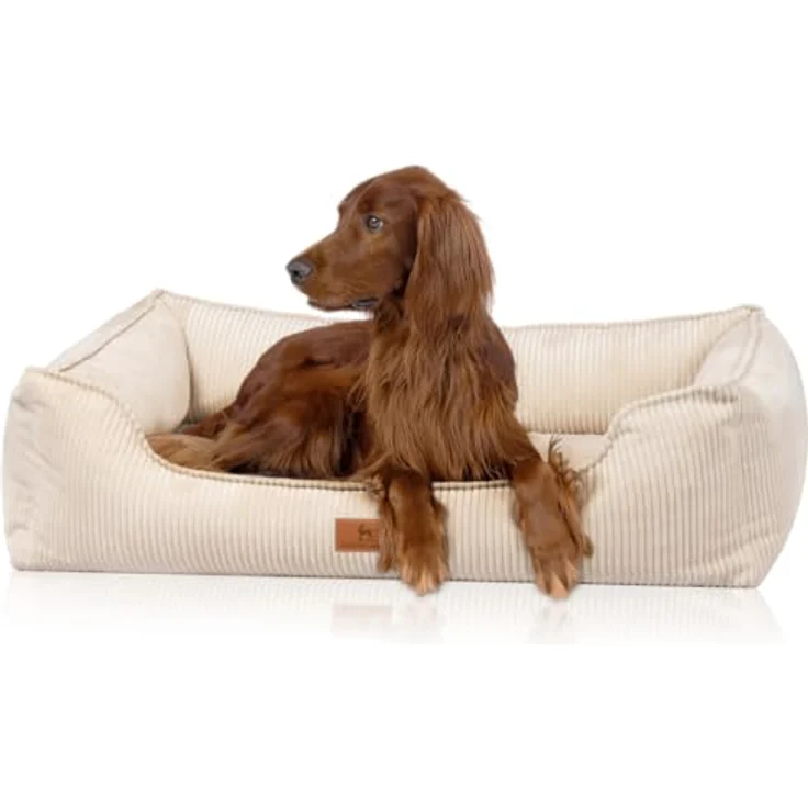 Knuffelwuff Nunavut S, orthopädisches Hundebett aus Cord, 70 x 50 cm, Beige, abnehmbarer Bezug, waschbar, rutschfester Unterboden, für große, mittelgroße und kleine Hunde – Bild 1