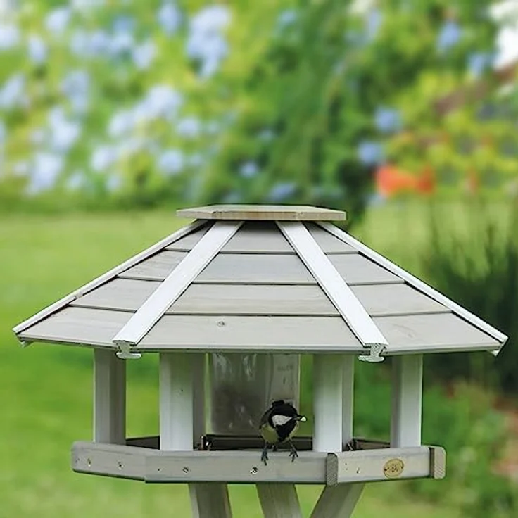Habau 2518 Vogelhaus Ottawa mit Silo und Ständer, grau-weiß – Bild 7
