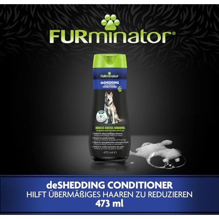 Furminator deShedding Hunde-Conditioner, Premium Conditioner für weiches und glänzendes Fell, 473 ml mit Aloe-Vera-Gel und Omega-3- & Omega-6-Fettsäuren – Bild 3