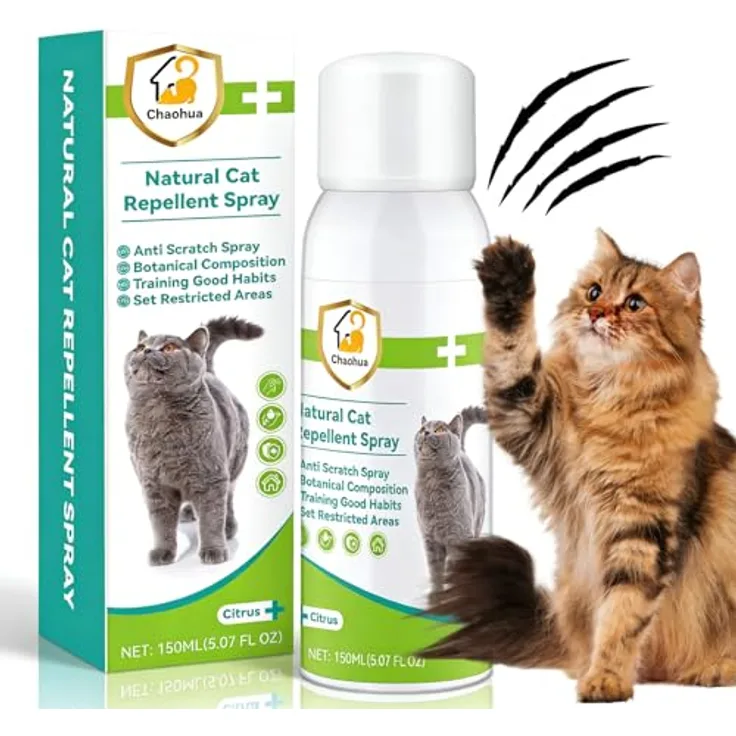 Chaohua Katzenabwehrspray, Verbesserte Fernhaltespray mit natürlichen Wirkstoffen, 150ml, grün, für Innen und Außen