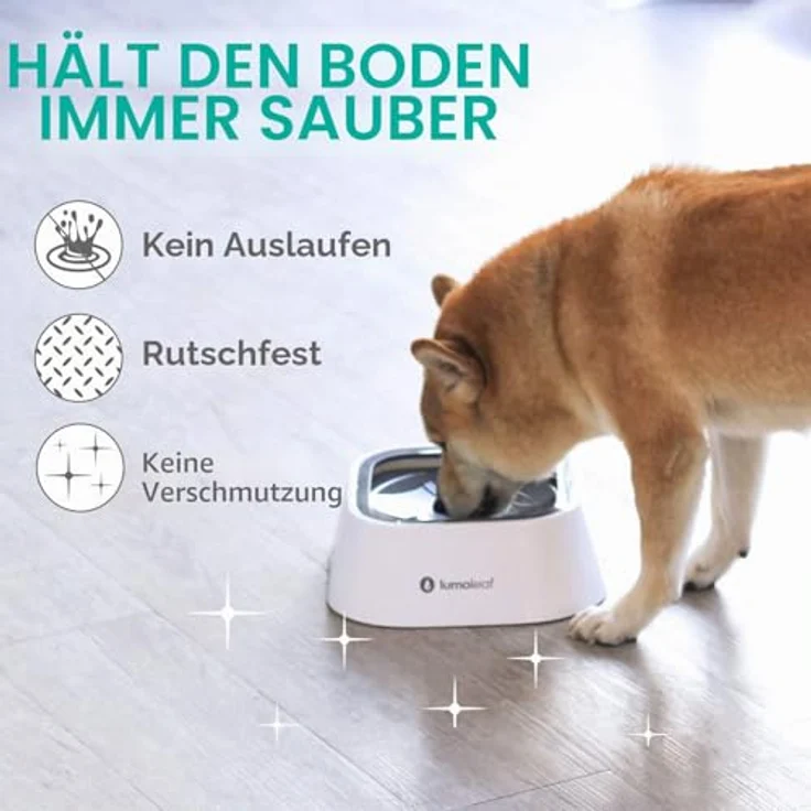 LumoLeaf Wassernapf für Hunde, 1L grau, kein Verschütten, langsamer Futterspender, tropffreies Design – Bild 2