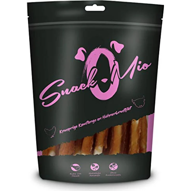 SnackOMio Premium Hundesnack, Knusprige Kaustange aus Hühnerbrustfilet, getreidefrei, 1er Pack (70g), BARF geeignet, ohne Zusatzstoffe – Bild 1