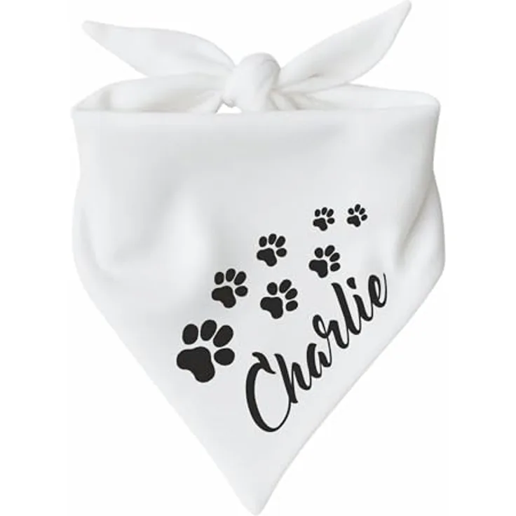 Kleiner Fratz Hunde Dreiecks Halstuch, weiß, Größe 2 (68 cm), individuell bedruckbar mit Hundename