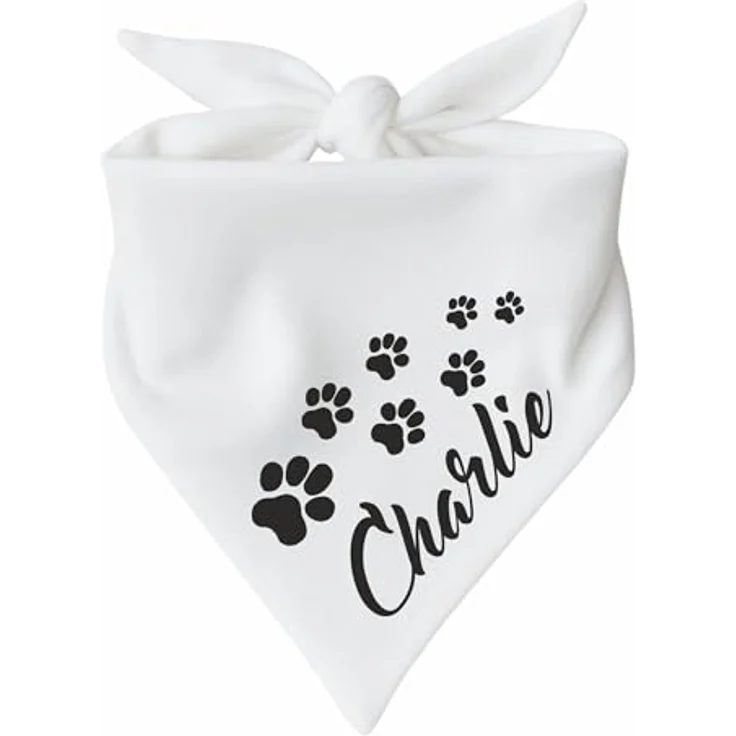 Kleiner Fratz Hunde Dreiecks Halstuch, weiß, Größe 2 (68 cm), individuell bedruckbar mit Hundename – Bild 1