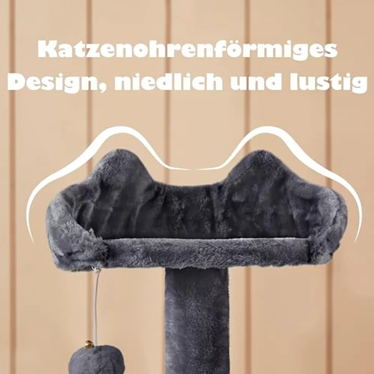 Yaheetech Kratzbaum Stabiler Katzenbaum Katzenkratzbaum Katzenmöbel, Kletterbaum für Katzen Höhe 137 cm, Dunkelgrau – Bild 9