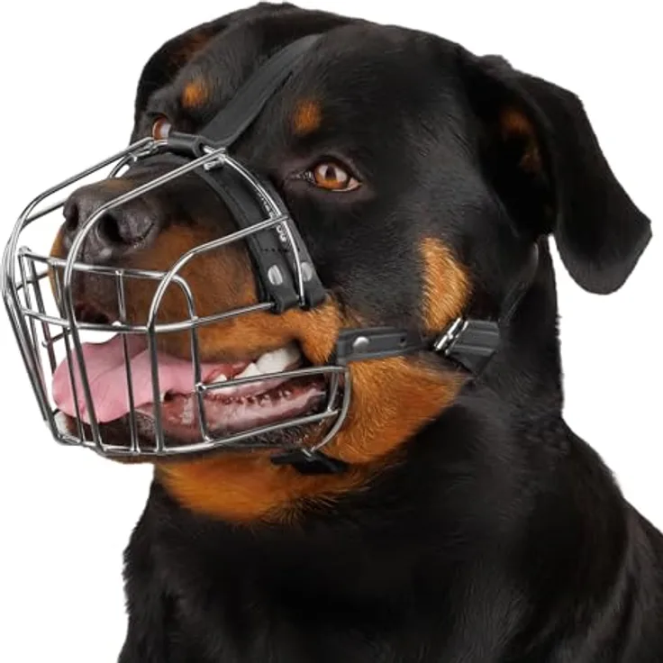 BRONZEDOG Hundemaulkorb, Verstellbar, Robuster PVC/Metalldrahtkorb für Große Hunde, Atmungsaktiv, Ergonomisch, Edelstahl