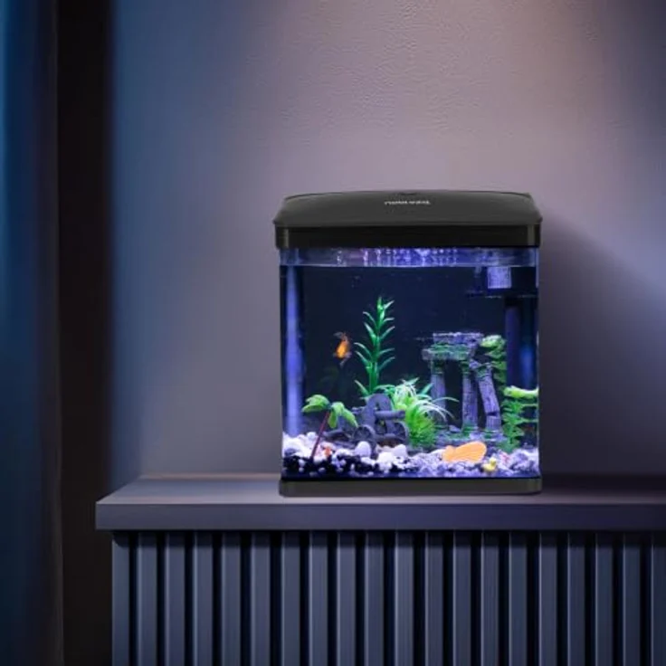 Nobleza Nano-Fischtank-Aquarium, 7 Liter mit LED-Beleuchtung und integriertem Filtersystem, Schwarz – Bild 2