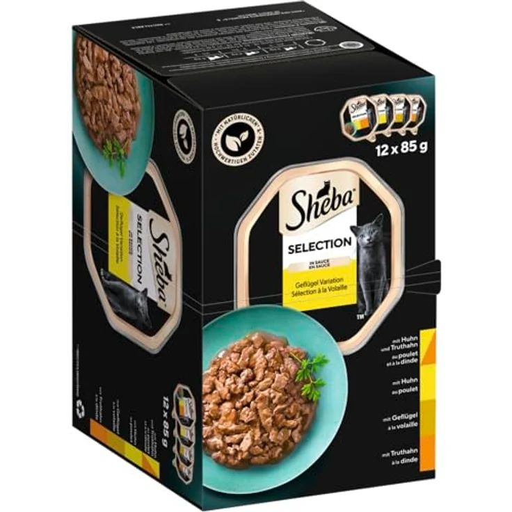 Sheba Multipack Selection in Sauce, Katzen-Nassfutter mit Huhn und Truthahn, 12 x 85g – Bild 2