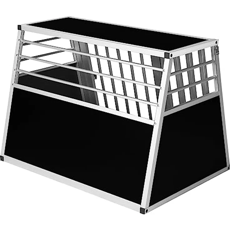 EUGAD Hundebox Auto Kofferraum, Aluminium Hundetransportbox für große mittlere Hunde, trapezförmig 92x65x66 cm mit Sicherheitsverschluss, leicht und stabil, für Zuhause und unterwegs – Bild 5