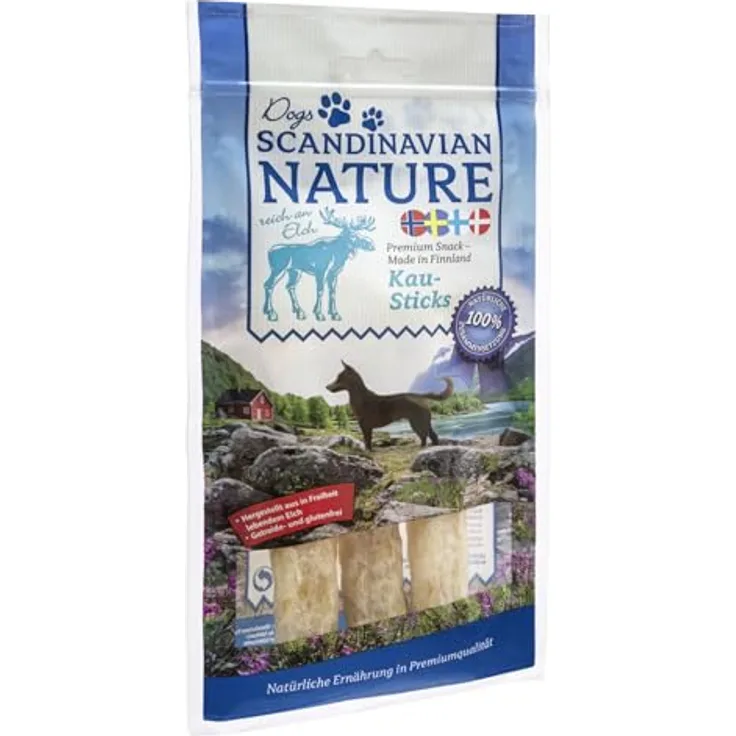 Scandinavian Nature Dogs Elch Kausticks für Hunde, 100% natürliche, getreide- und glutenfreie Zutaten, 45g