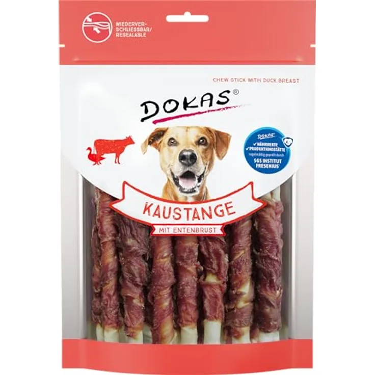 Dokas Kaustange mit Entenbrust, 3 x 200 g, natürlicher Hundesnack, fettarm, ohne Getreide, zur Förderung der Zahnhygiene