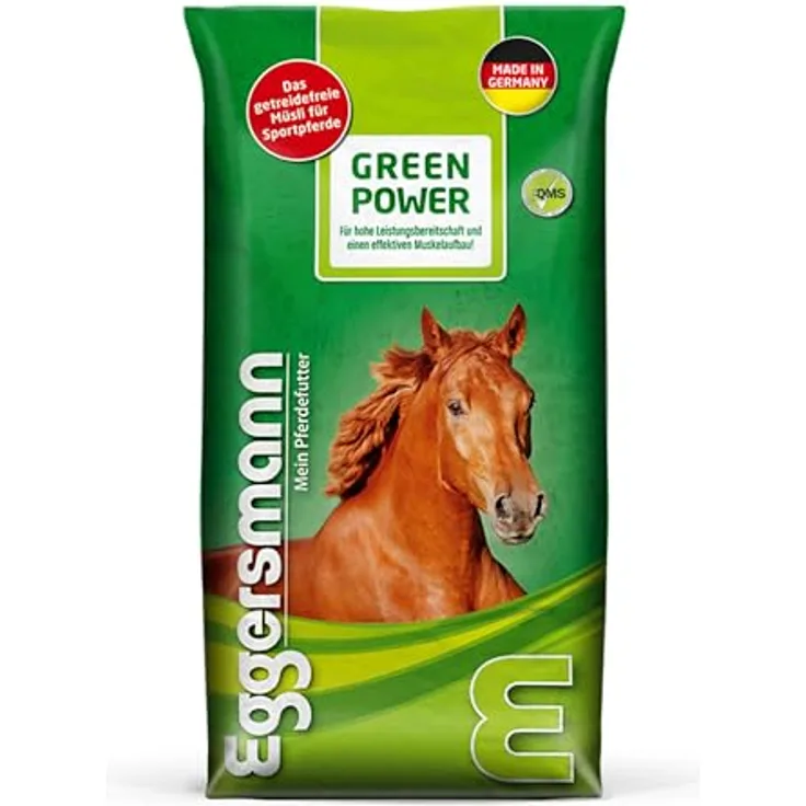 Eggersmann Green Power 20 kg, getreidefreies Pferdemüsli für leistungsbezogene Pferde, erhöhtes Kauvergnügen, reduzierter Zuckeranteil, Muskelaufbau Förderung, Made in Germany
