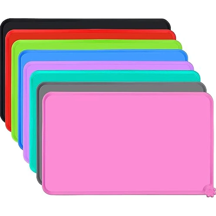 Joytale Silikon-Futtermatte, rutschfeste wasserdichte Futtermatte mit erhöhtem Rand für Hunde und Katzen, 53 x 37 cm, Rosa – Bild 1