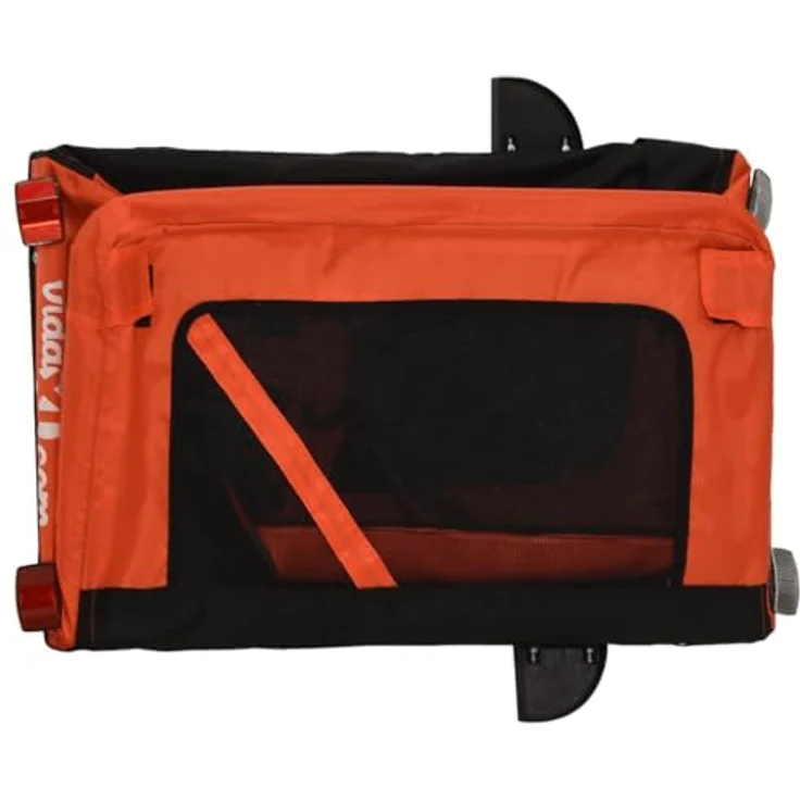 vidaXL Hunde-Transportbox Fahrradanhänger Hunde Orange und Schwarz Oxford-Gewebe Eisen mit PVC-Dach und Reflektoren – Bild 9