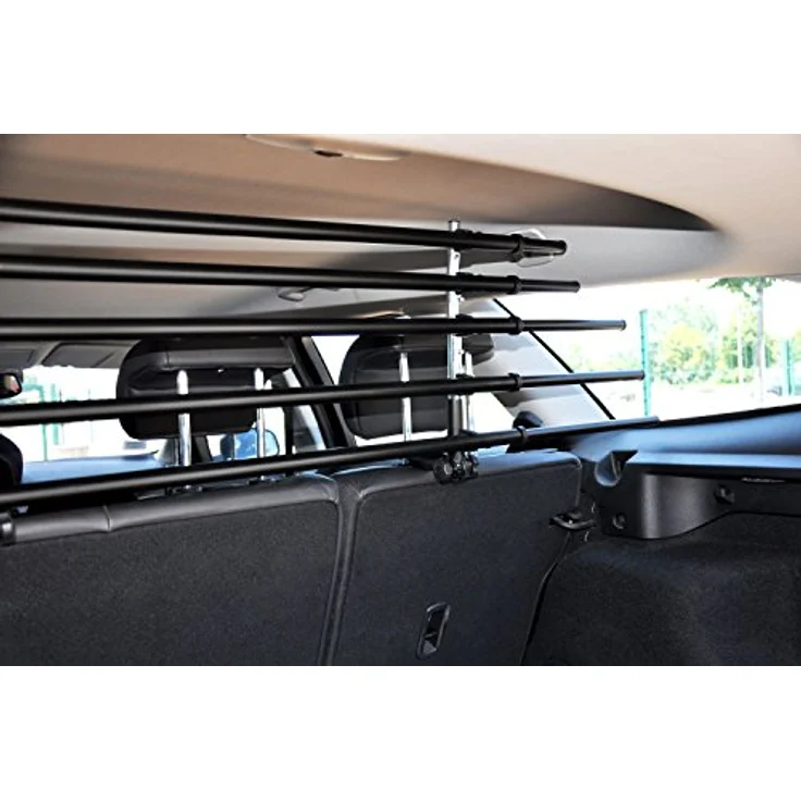 dobar® 62200 Walky Barrier Trenngitter, umklappbares Kofferraum Hundegitter aus Edelstahl, einstellbar 28-36 cm Höhe & 82-141 cm Breite, schwarz – Bild 3