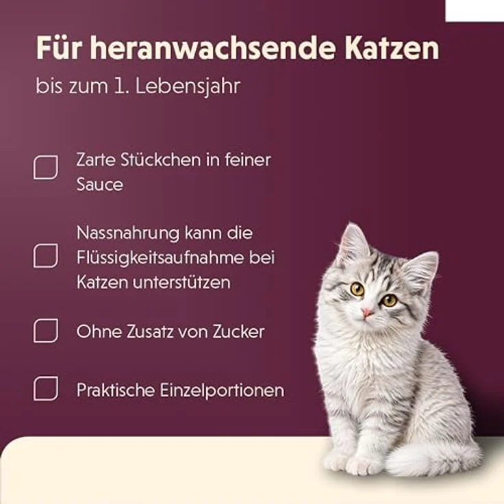 animonda vom Feinsten Kitten Nassfutter Huhn+Kalb in Sauce, 12x85g, hochwertige Ernährung für heranwachsende Katzen – Bild 4