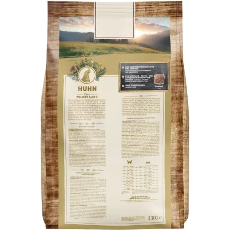 WILDES LAND Nr. 11 Huhn, Trockenfutter für Hunde mit Kartoffeln und Wildkräutern, 1 kg, glutenfrei, hoher Fleischanteil, hohe Verträglichkeit – Bild 2