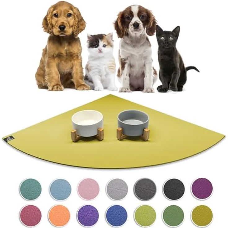 SanoZoo® Napfunterlage, Öko-Tex, Eckrund 80 x 80 cm, mangogelb, rutschfest und schadstofffrei – Bild 1