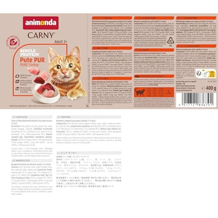 animonda Carny Katzen Nassfutter Single Protein Mix Pur (6 x 400g), hochwertiges Futter mit einer Proteinquelle für ausgewachsene Katzen – Bild 8