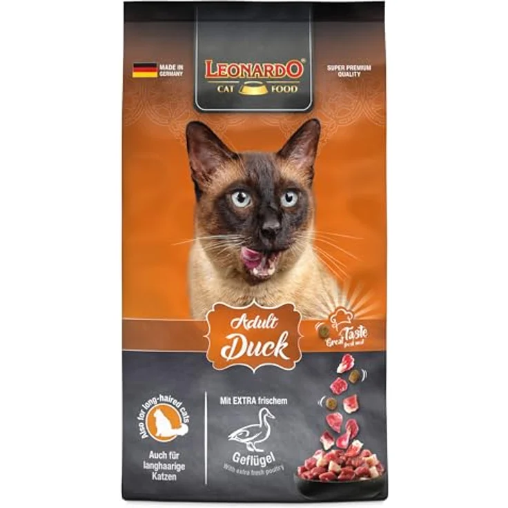 LEONARDO Adult Duck, Trockenfutter für Katzen, Alleinfuttermittel für ausgewachsene Katzen, 30% frische Ente, 7,5kg – Bild 1