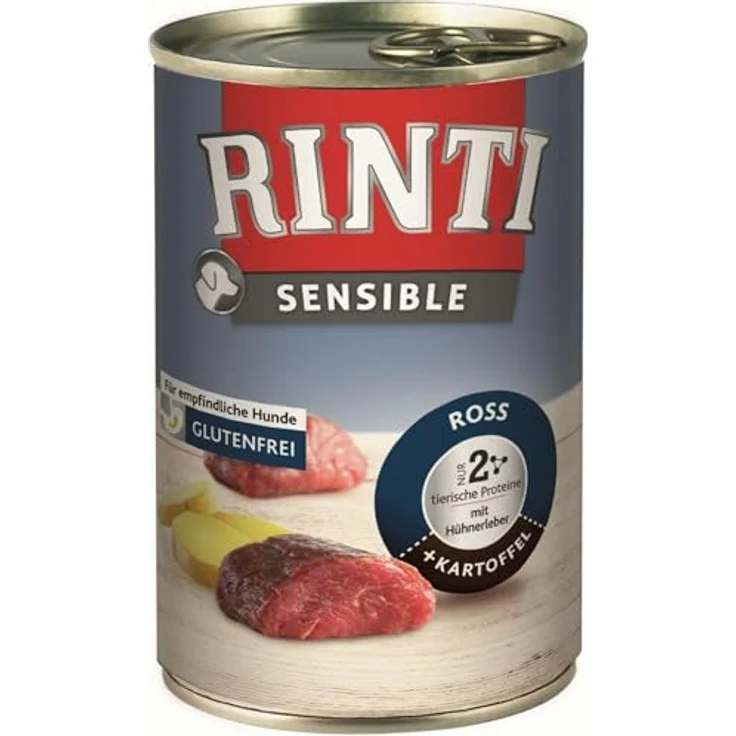 Rinti Sensible Ross und Hühnerleber mit Kartoffeln, Hunde-Nassfutter für nahrungssensible Hunde, 6x400g – Bild 2