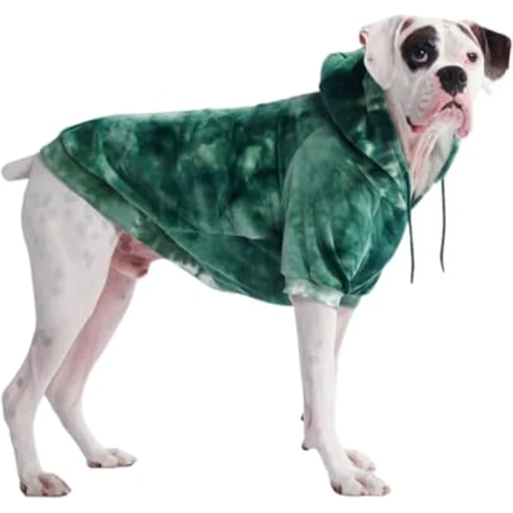 Spark Paws Hunde-Kapuzenpullover, Premium-Qualität, samtweich, Fleece-Innenfutter, Öffnung für Leine, Green Skydye, Größe 3XL – Bild 1