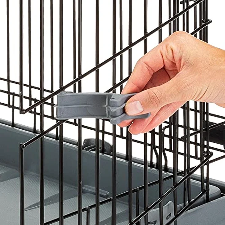 Ferplast Transportbox Superior, faltbare Hunde-Transportbox mit Trennwand und abnehmbarem Dach, grau – Bild 6