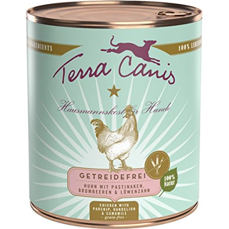 Terra Canis Huhn mit Pastinaken, Löwenzahn und Kamille, getreidefreies Hunde-Nassfutter, 6er Pack (6 x 800 g) – Bild 1