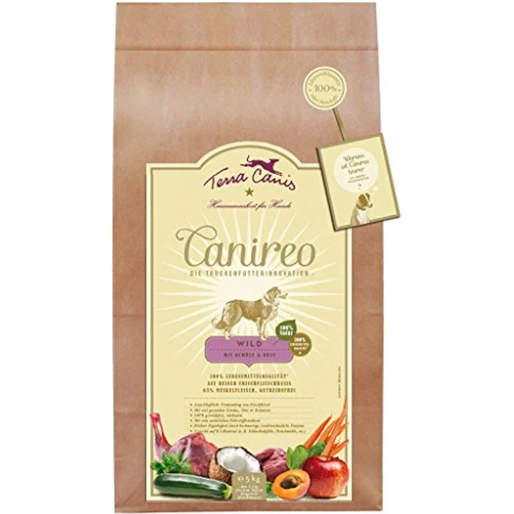 Terra Canis Trockenfutter Canireo Wild, 5 kg, 100% Lebensmittelqualität, getreidefrei, für alle Hunderassen, hergestellt in Deutschland – Bild 1