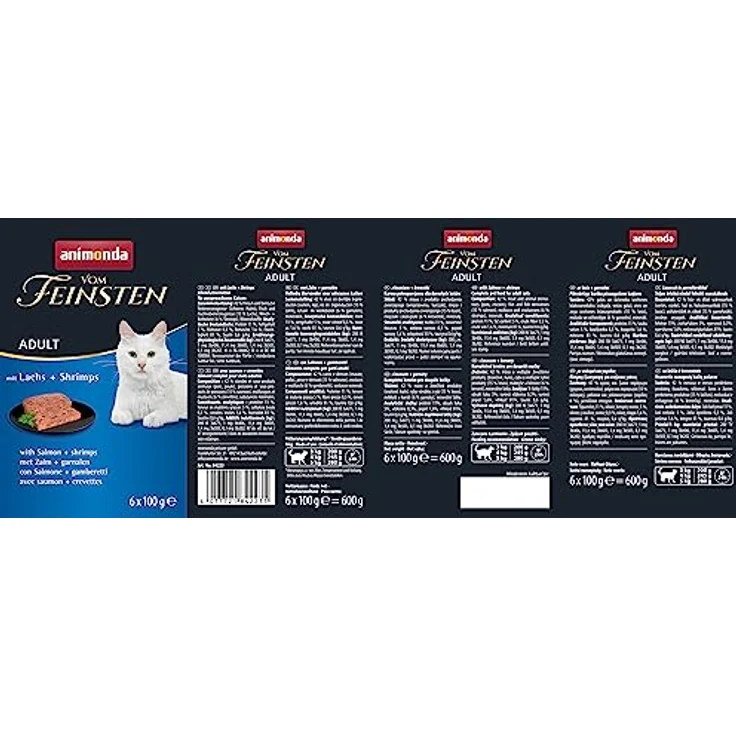 animonda vom Feinsten Adult mit Lachs + Shrimps, Getreidefreies Nassfutter für Katzen, 6x100g – Bild 2