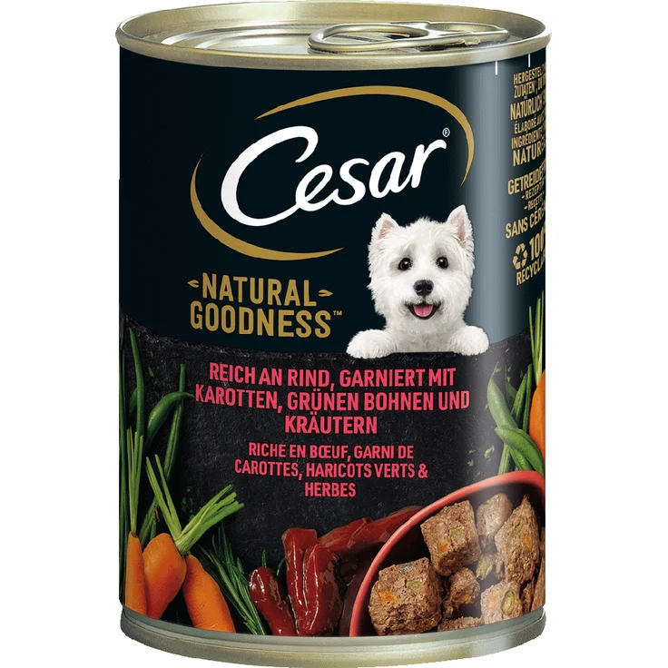 Cesar Natural Goodness, Nassfutter Sparpaket Rind, getreidefrei, 12 x 400 g