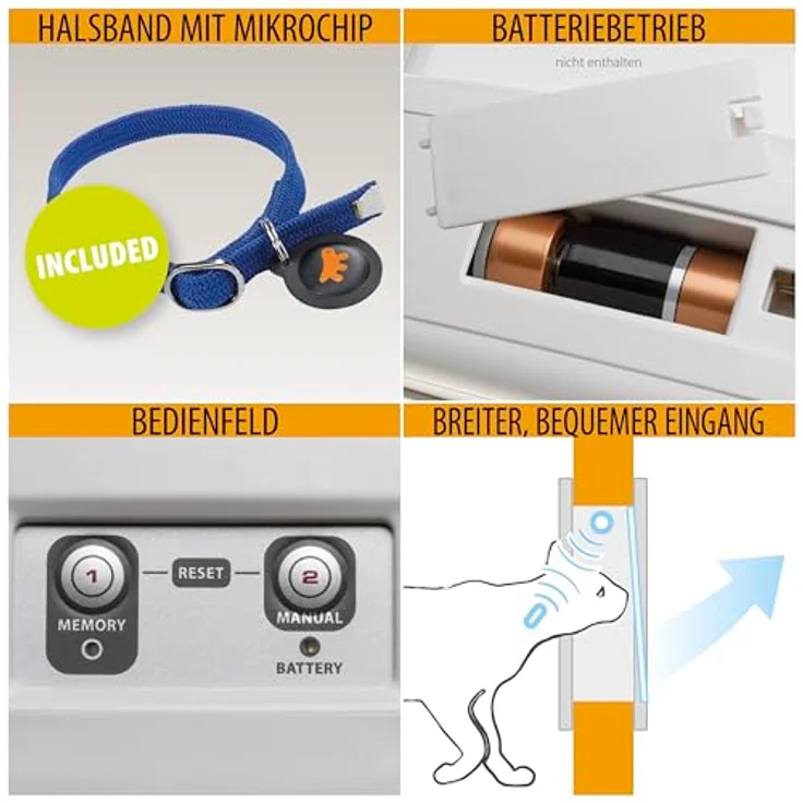 Ferplast SWING MICROCHIP Katzenklappe, 4-Wege-Haustierklappe mit Mikrochip-Erkennung, Schutz vor Zugluft, incl. Mikrochip-Halsband, Weiß – Bild 3