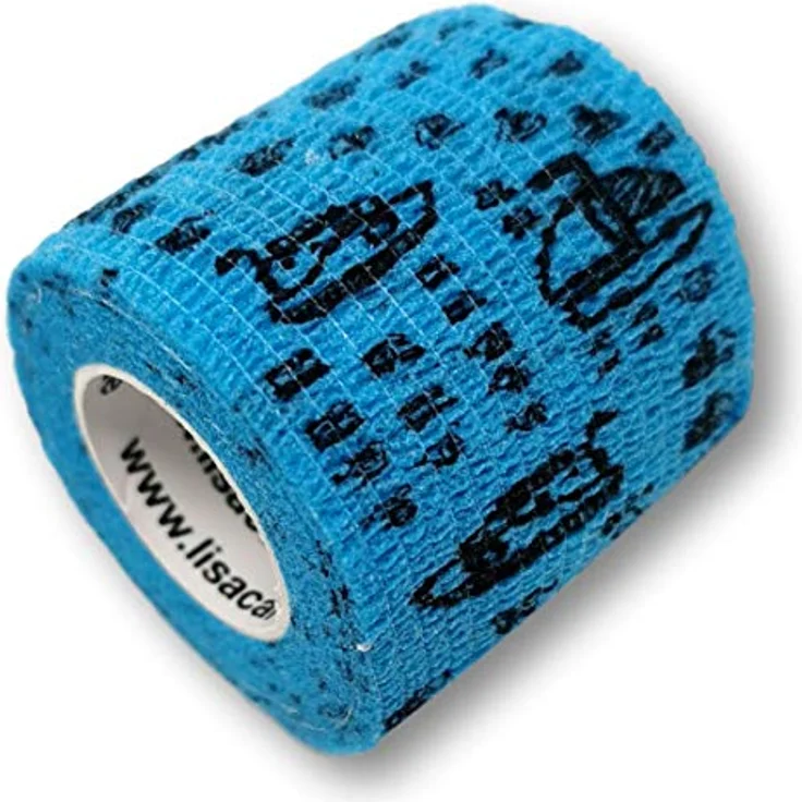 LisaCare Selbstklebende Pflaster - 4 Rollen 5cm breit - selbsthaftend, elastisch für Kinder - Fahrzeuge Motive - atmungsaktiv und wasserabweisend – Bild 1