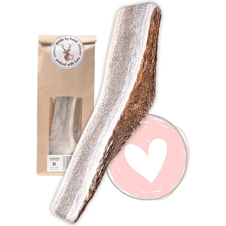 FOURLEGS® Kausnack aus 100% Hirschgeweih, Größe XL halbiert - Mineralstoffreich, fettarm, geruchsneutral, handgefertigt in Österreich – Bild 1