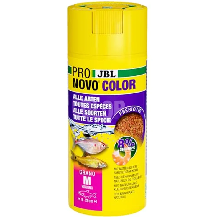 JBL PRONOVO COLOR GRANO CLICK, Farbfutter-Granulat für Aquarienfische 8-20 cm, prebiotisch, 250 ml mit Klickdosierer – Bild 2