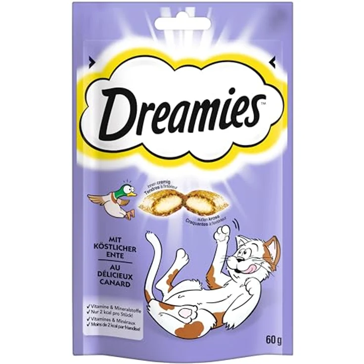Dreamies Katzensnack mit Ente, 6 x 60g, ohne Farbstoffe, für alle Lebensphasen – Bild 2