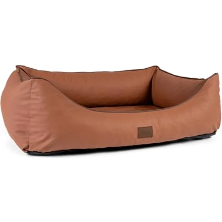 TrendPet Runa, Orthopädisches Kunstlederbett für Hunde mit Memoryfoam Matratze, Kupfer und Grau, 100x75x30 cm – Bild 1