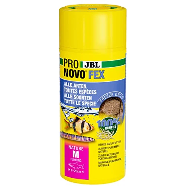 JBL PRONOVO FEX, Tubifex-Leckerbissen für Zierfische von 8-20 cm, 250 ml, gefriergetrocknete Bachröhrchenwürmer, energieschonendes Futter – Bild 1