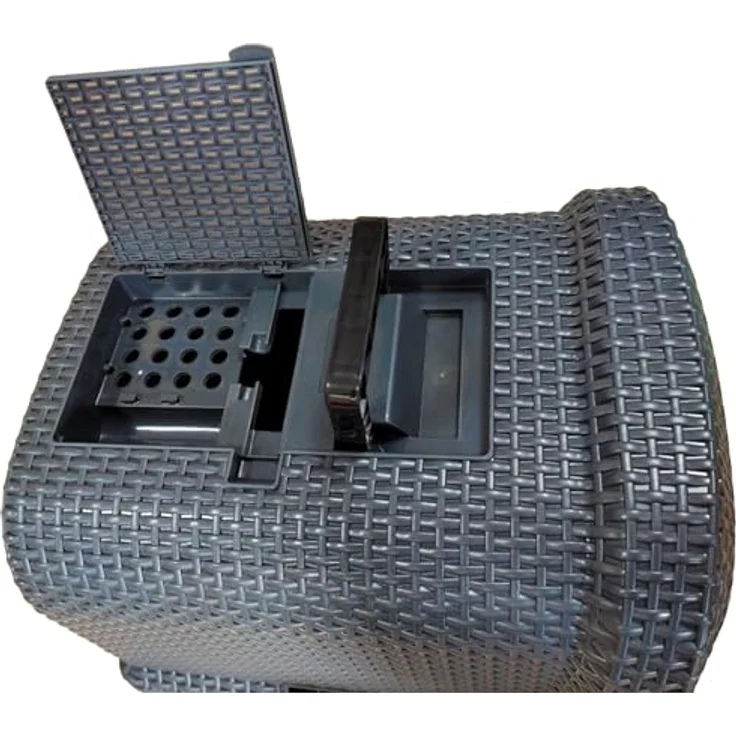 Dehner Katzentoilette Premium Katzentoilette Jolie mit Aktivkohlefilter, Rattanoptik, abnehmbarer Haube, Streu-Abstreifgitter – Bild 2