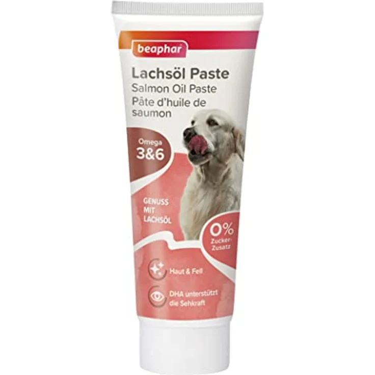 Beaphar Lachsöl Paste für Hunde, 250g - Getreidefrei, mit 20% atlantischem Lachsöl, fördert Fellgesundheit und Sehkraft, mit Huhn, Truthahn und Ente – Bild 1